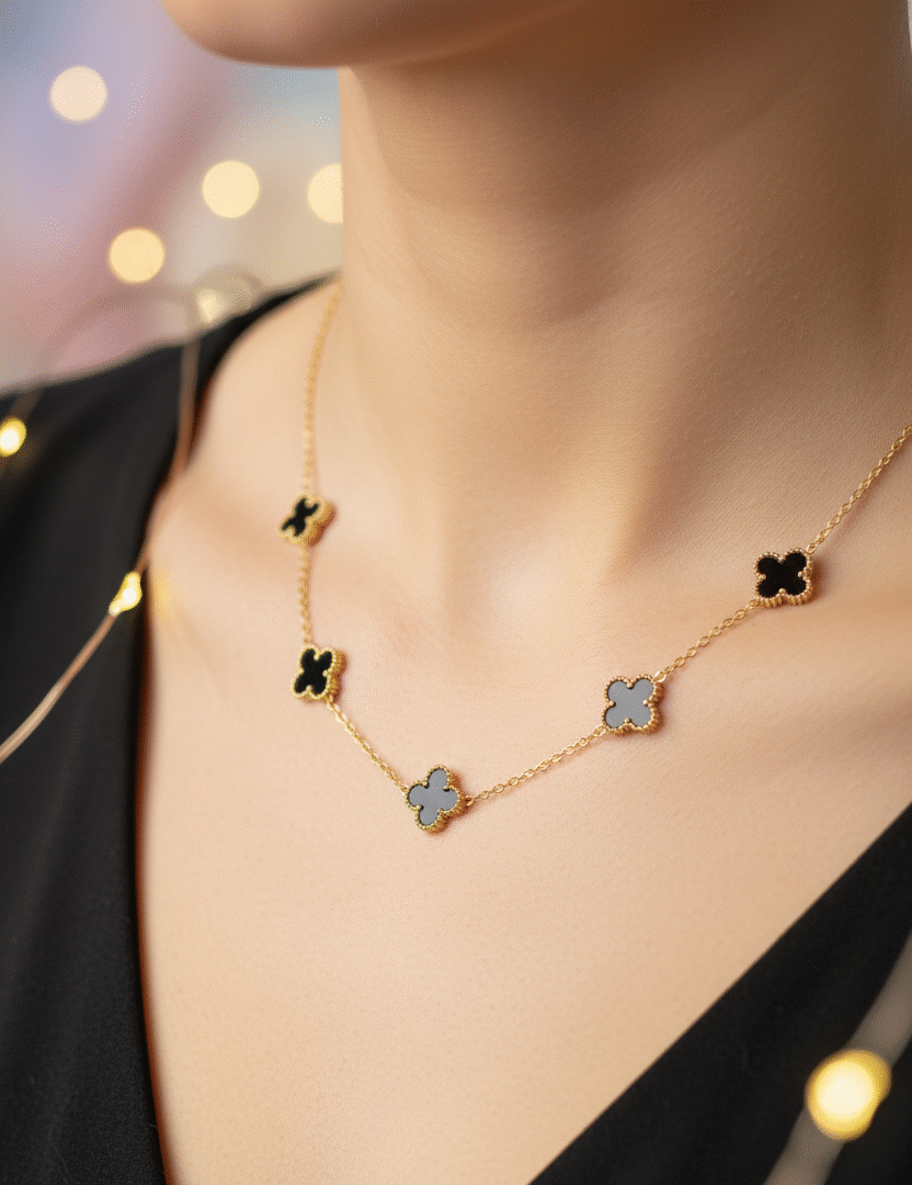 Midnight Clover Necklace