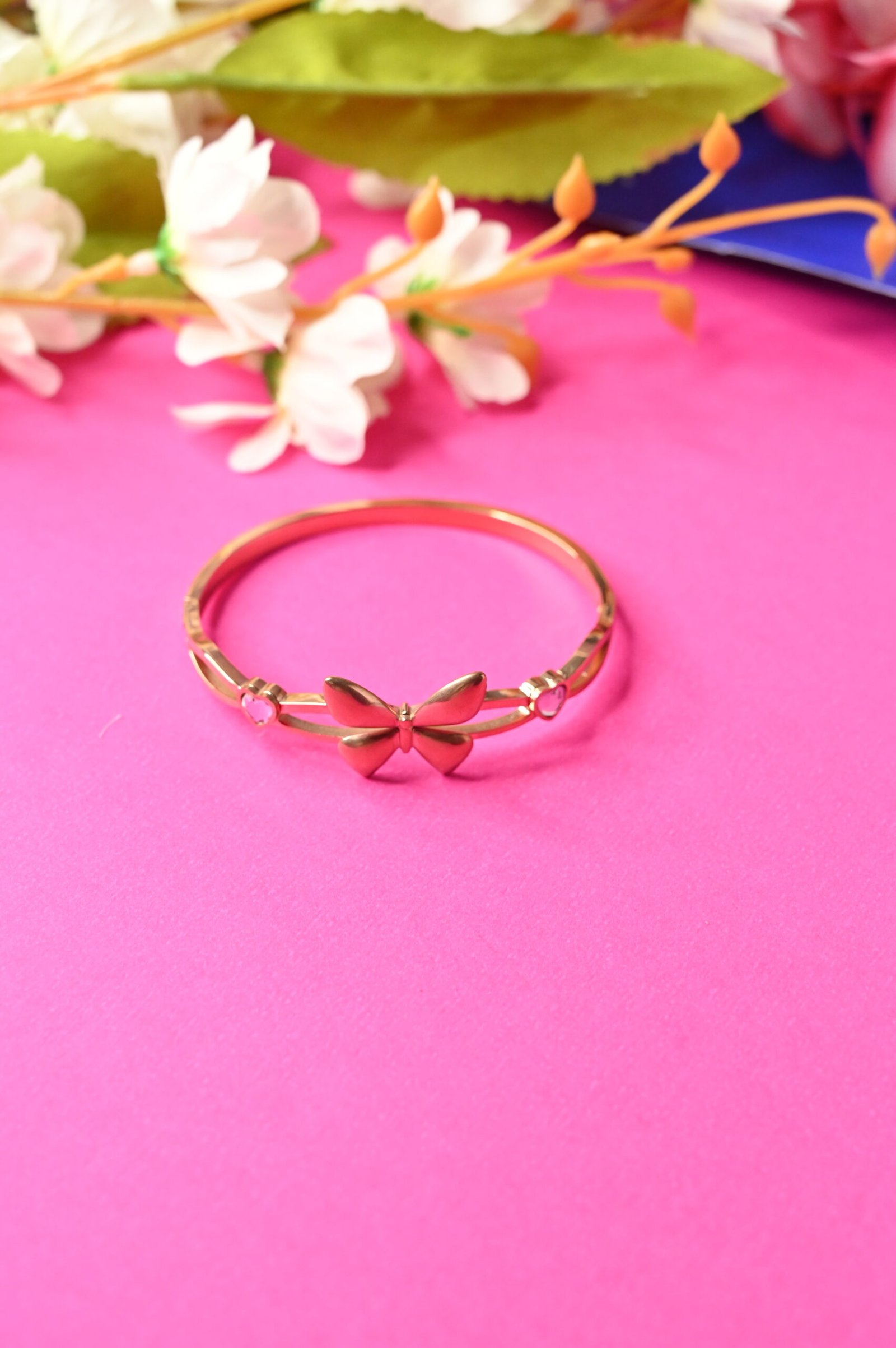 Butterfly Charm Bracelet with twin Heart Crystals - Image 2