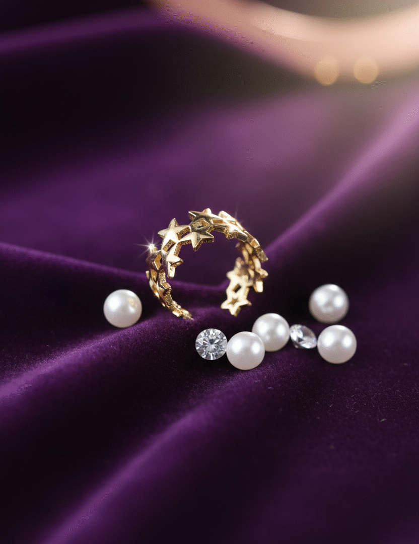 Celestial Sparkle Star & Pearl Ring