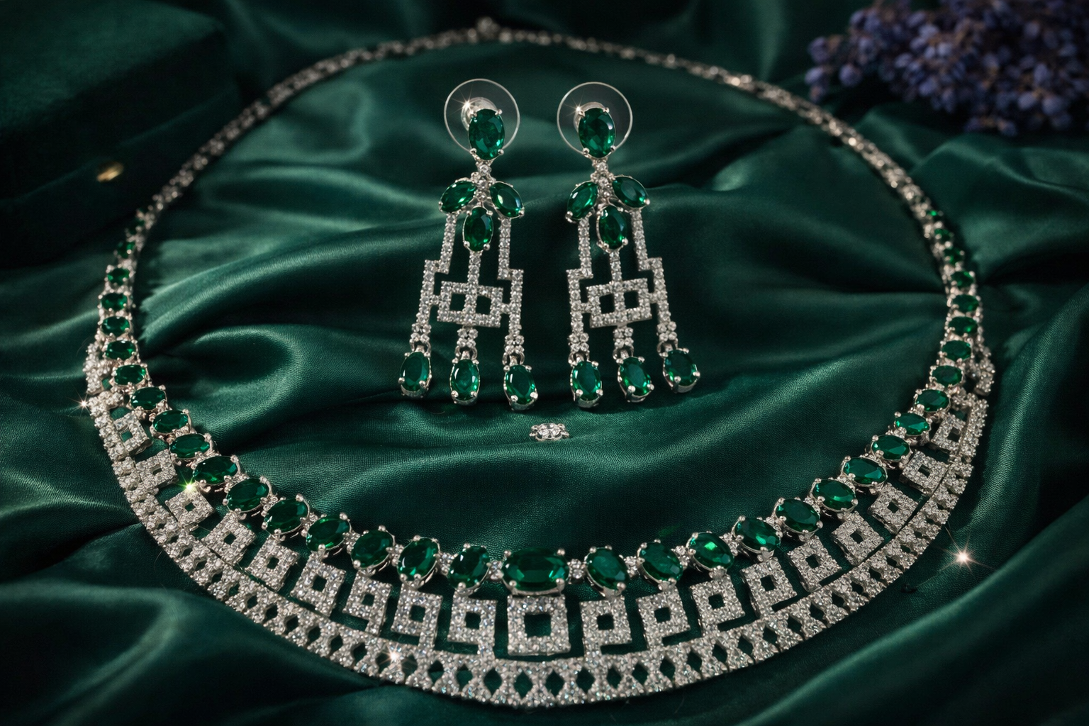 Brilliant-Cut American Diamond Choker Set