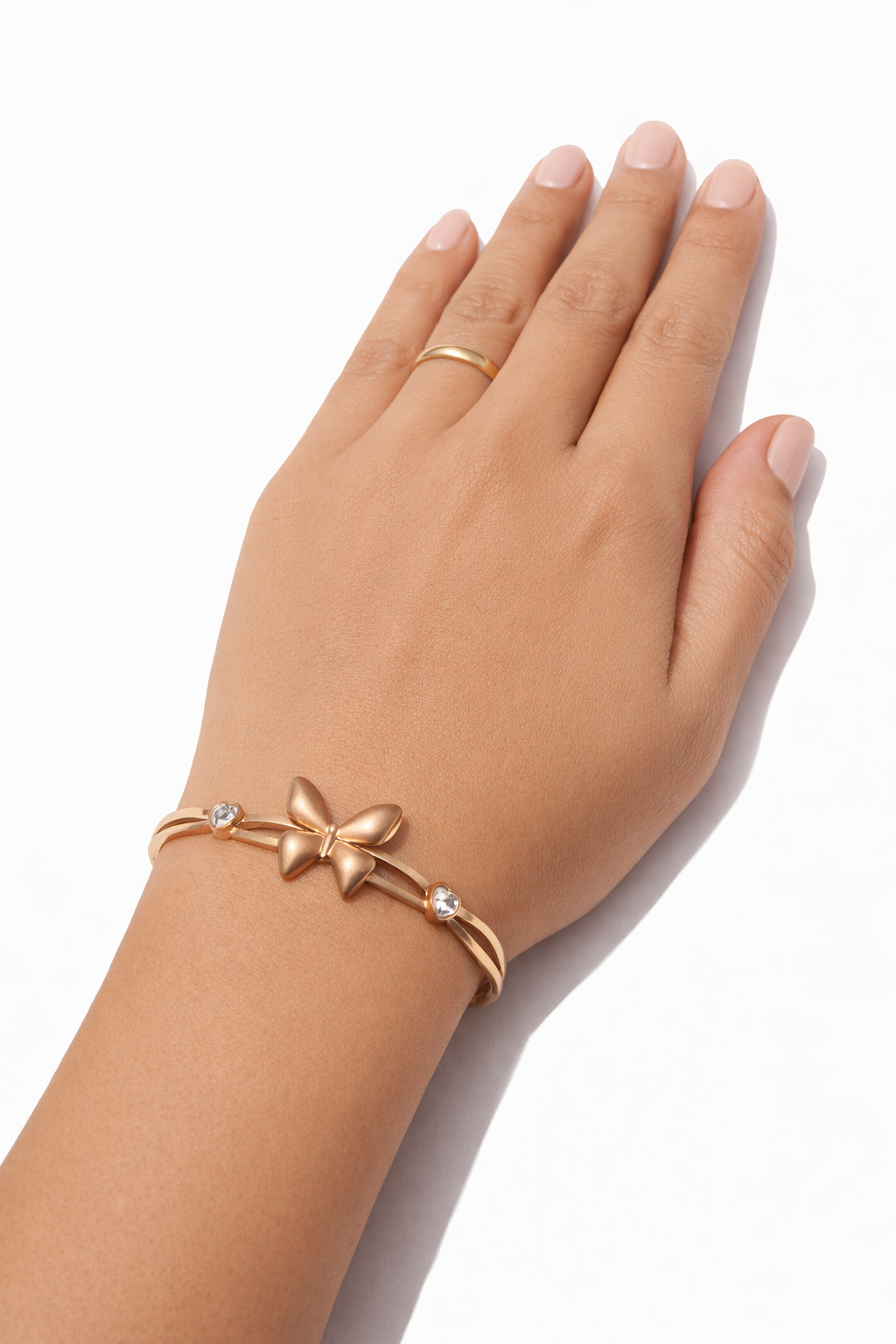 Butterfly Charm Bracelet with twin Heart Crystals