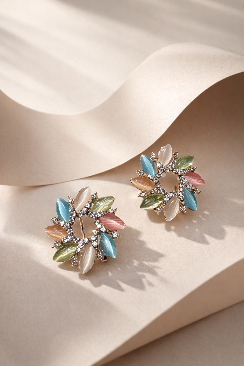 Stylish Multicolour Floral Stone Stud Earrings for Women & Girls | Party, Wedding & Casual Wear