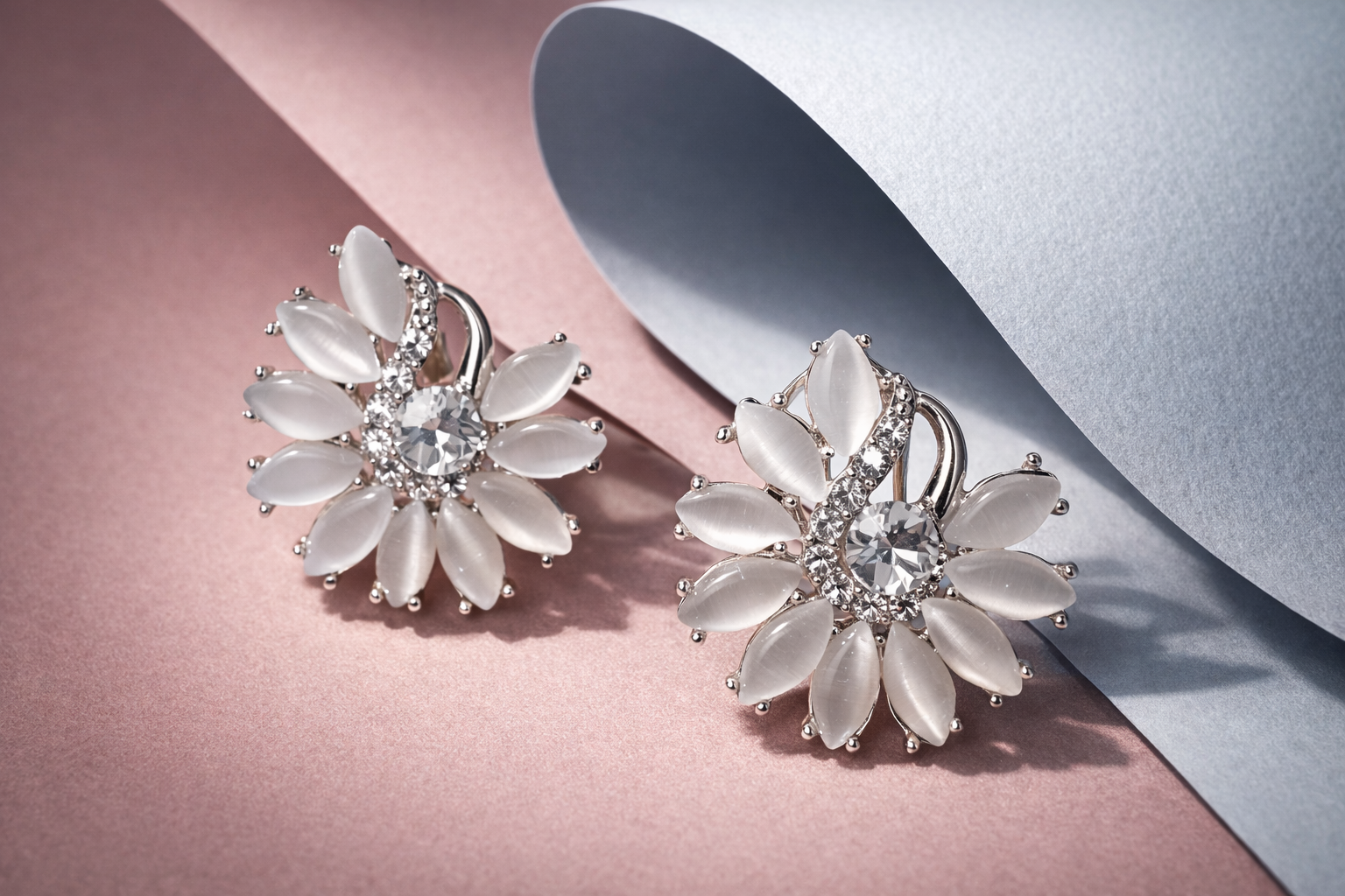 Elegant Floral White Stone Stud Earrings for Women & Girls | Party, Wedding & Daily Wear